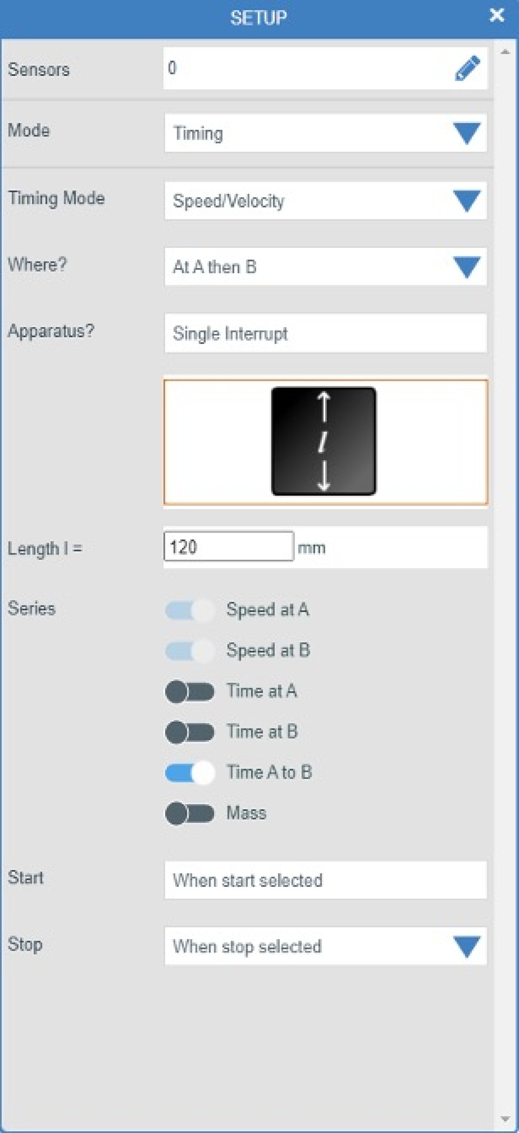 Timing setup